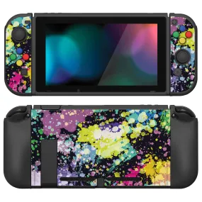 PlayVital ZealProtect Soft Protective Case for Nintendo Switch, Flexible Cover Protector for Nintendo Switch with Tempered Glass Screen Protector & Thumb Grip Caps & ABXY Direction Button Caps - Watercolour Splash - RNSYV6004