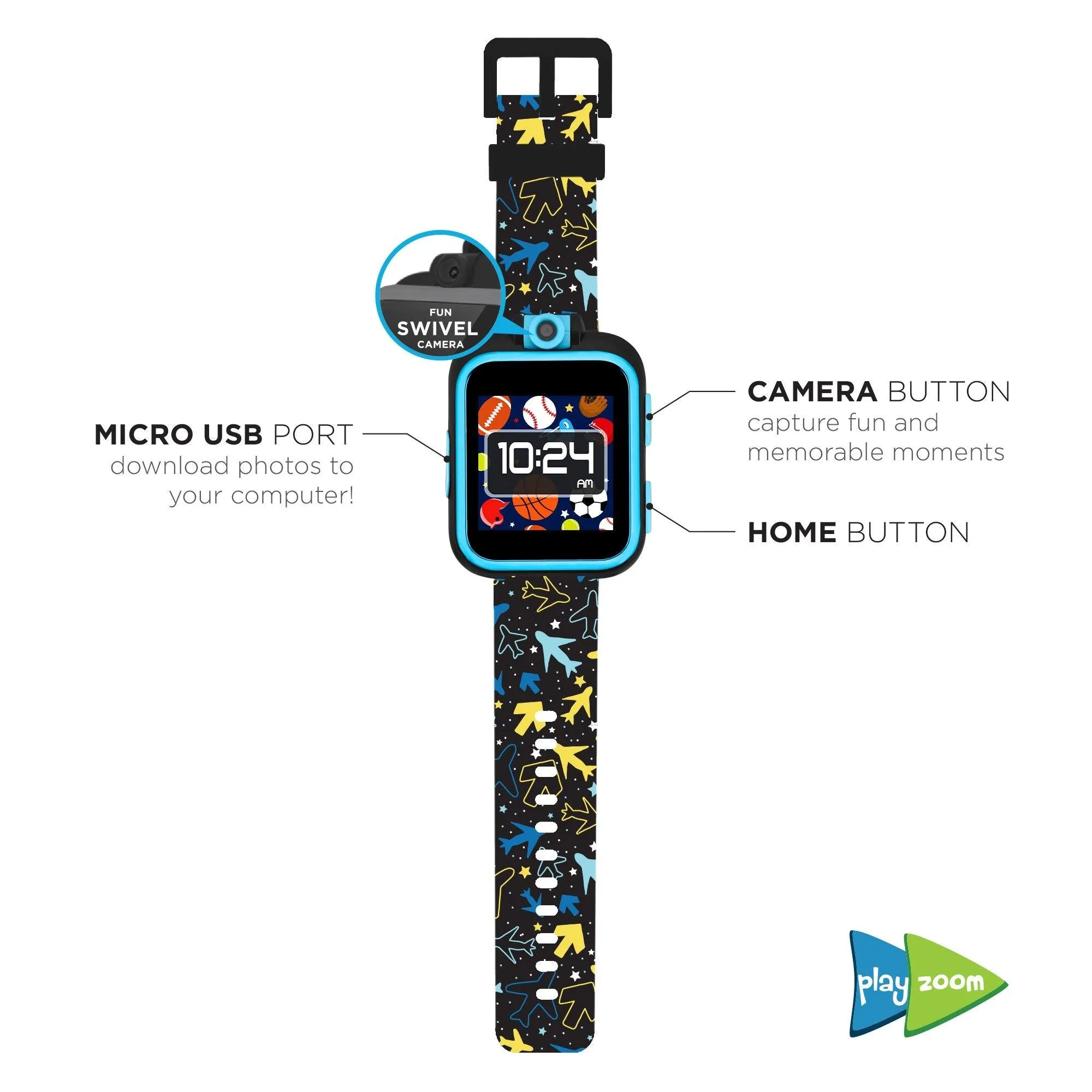 PlayZoom Smartwatch for Kids: Blue Airplanes