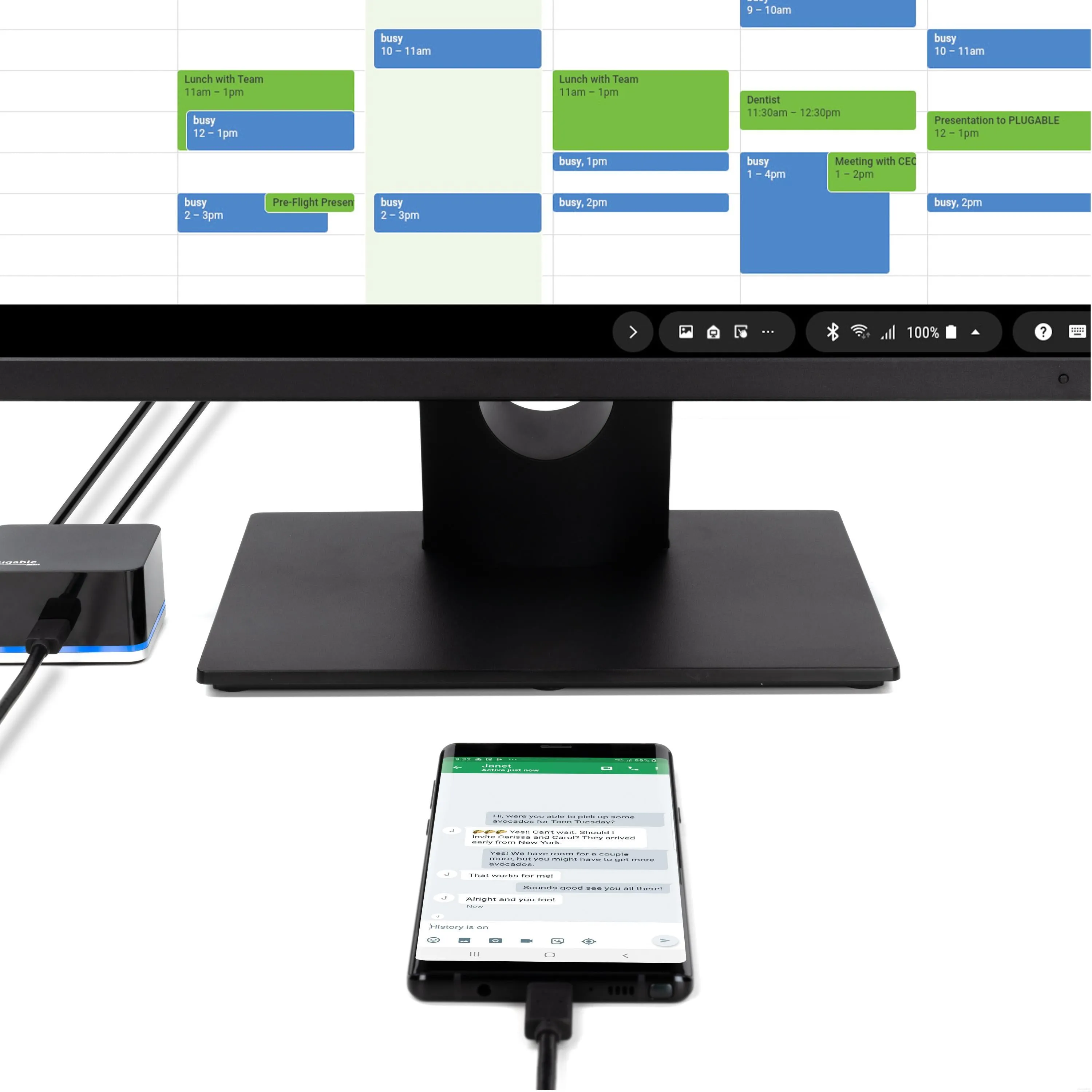 Plugable USB-C Phone Docking Station with 15W Charging