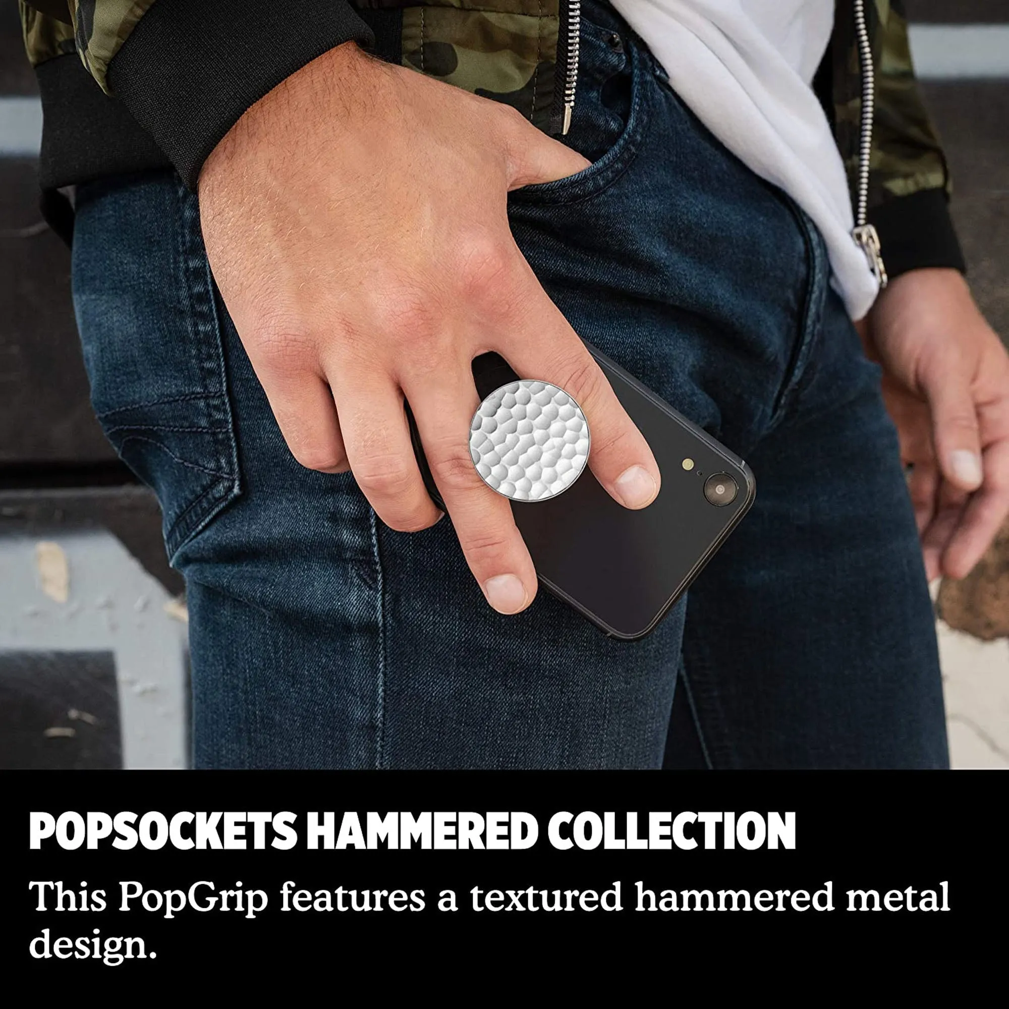 PopSockets PopGrip LUXE Swappable - Genuine Metal Fiber