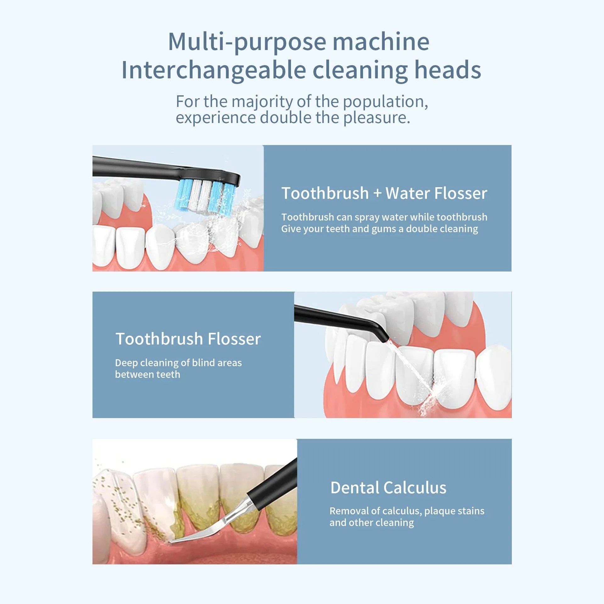 Portable Electric Toothbrush 3 in 1 Teeth Cleaning Kit With 4 Modes Electric Toothbrush and flosser Combo