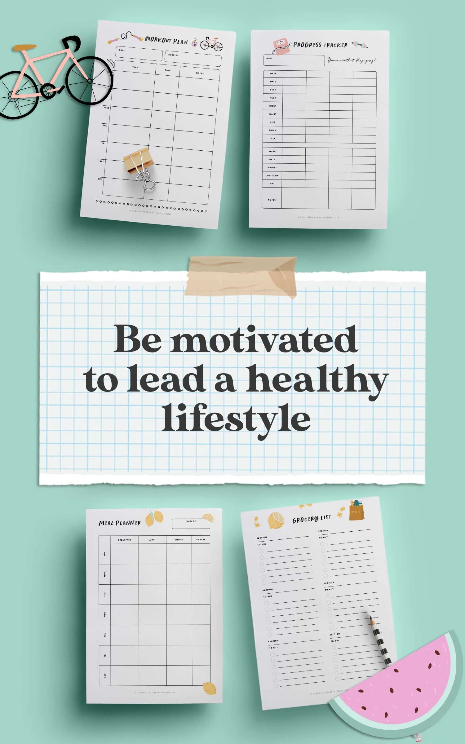 Printable Life Planner (Vibrant Edition) | 56 Life Organization Printables