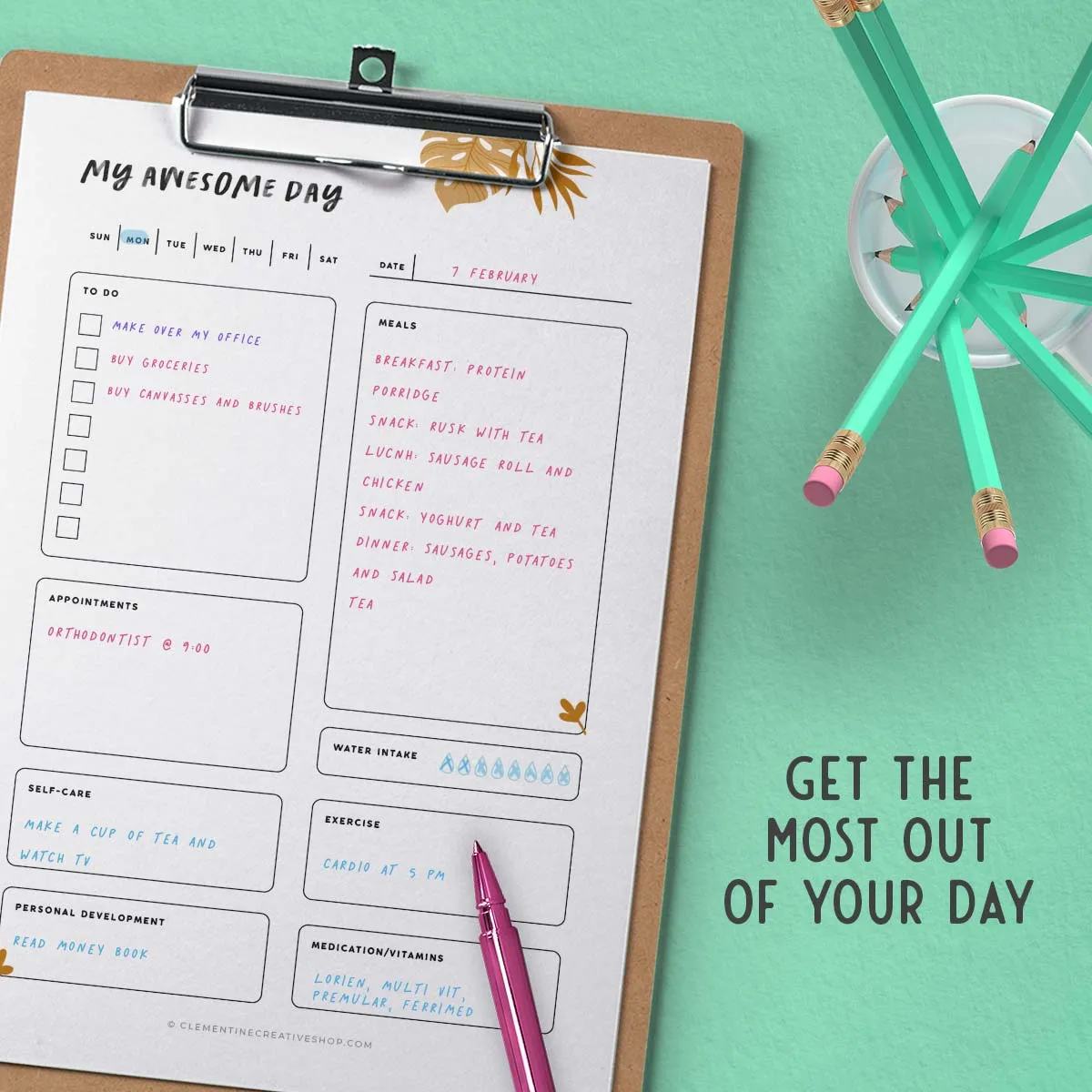 Printable Life Planner (Vibrant Edition) | 56 Life Organization Printables