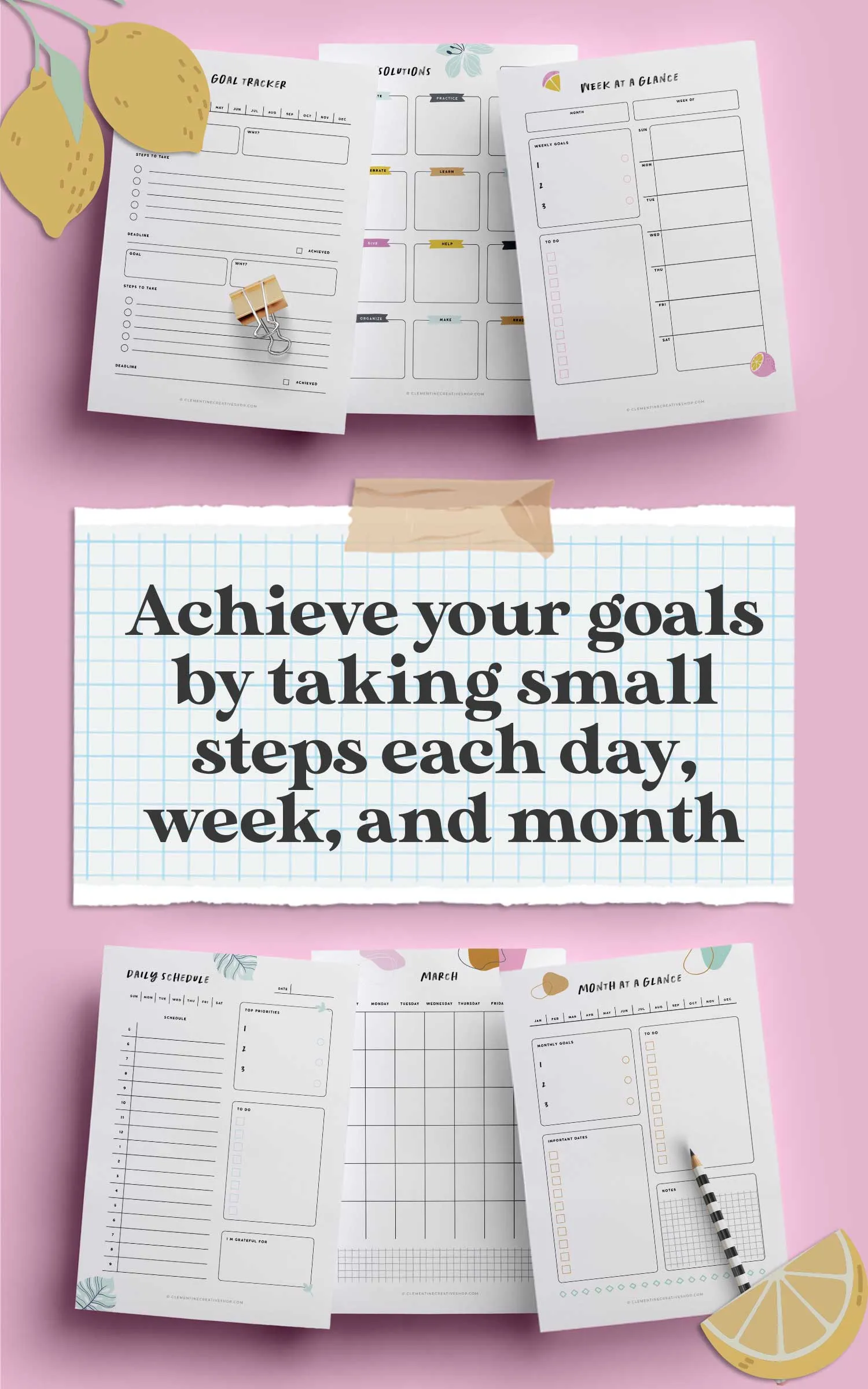 Printable Life Planner (Vibrant Edition) | 56 Life Organization Printables