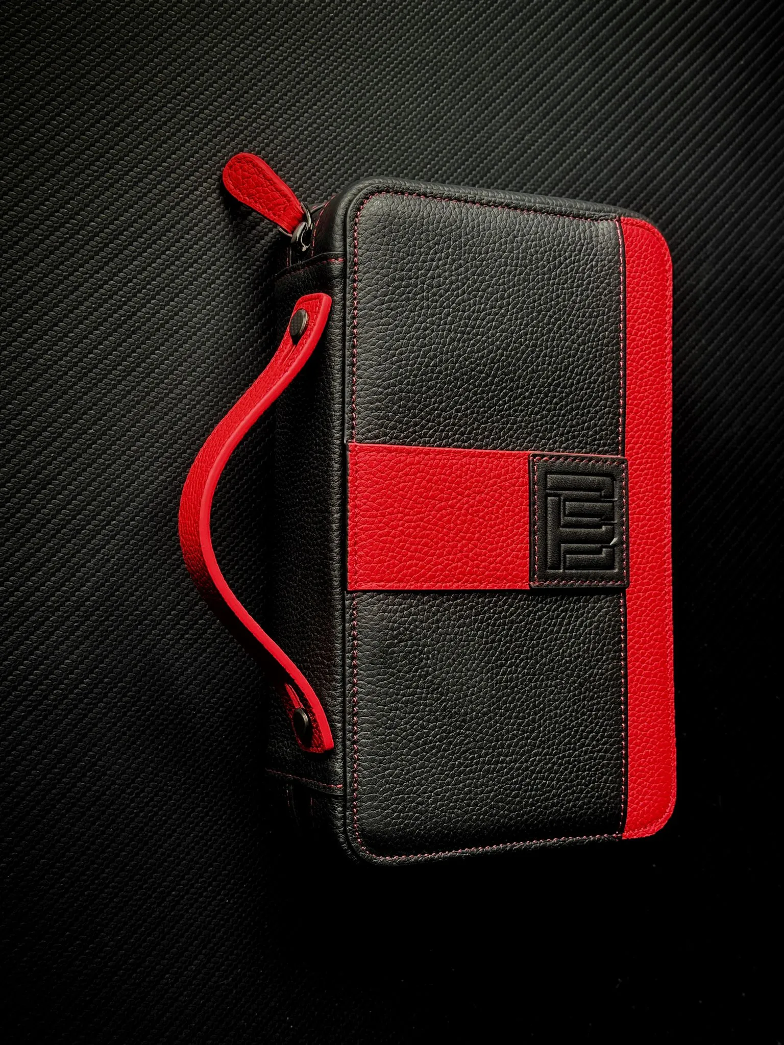 Project Carbon Cigar Case Black Red Leather (2024 VERSION)