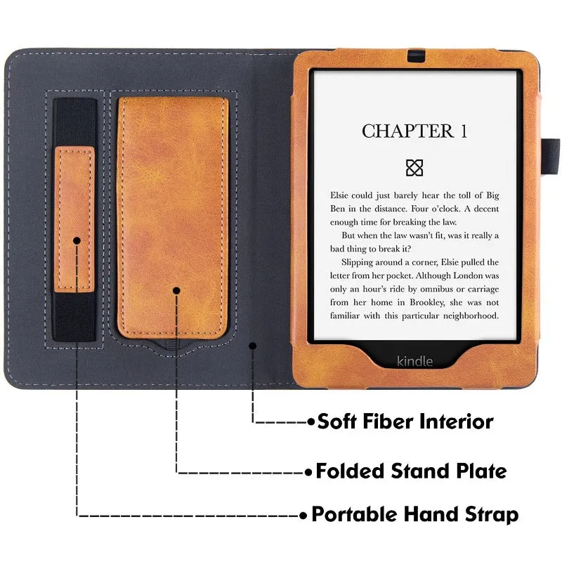 PU Leather Sleeve Stand Case  with Hand Strap For 6.8 Kindle Paperwhite 11th Gen