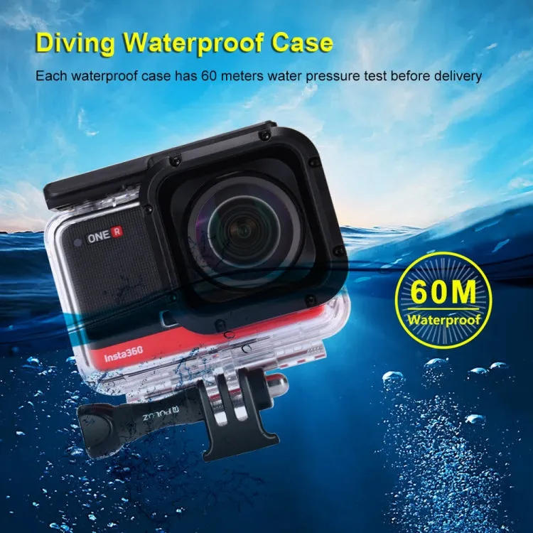 PULUZ 60m Underwater Depth Diving Case Waterproof Camera Housing for Insta360 ONE R 1.0 inch Edition(Transparent)