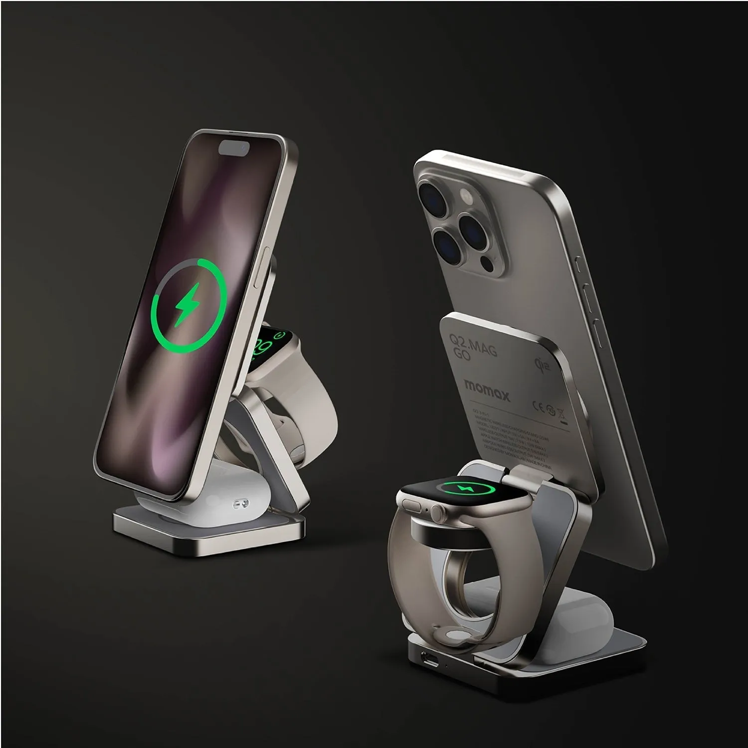 Q2.Mag 3-in-1 Foldable Qi2 15W Magnetic Wireless Charging Stand