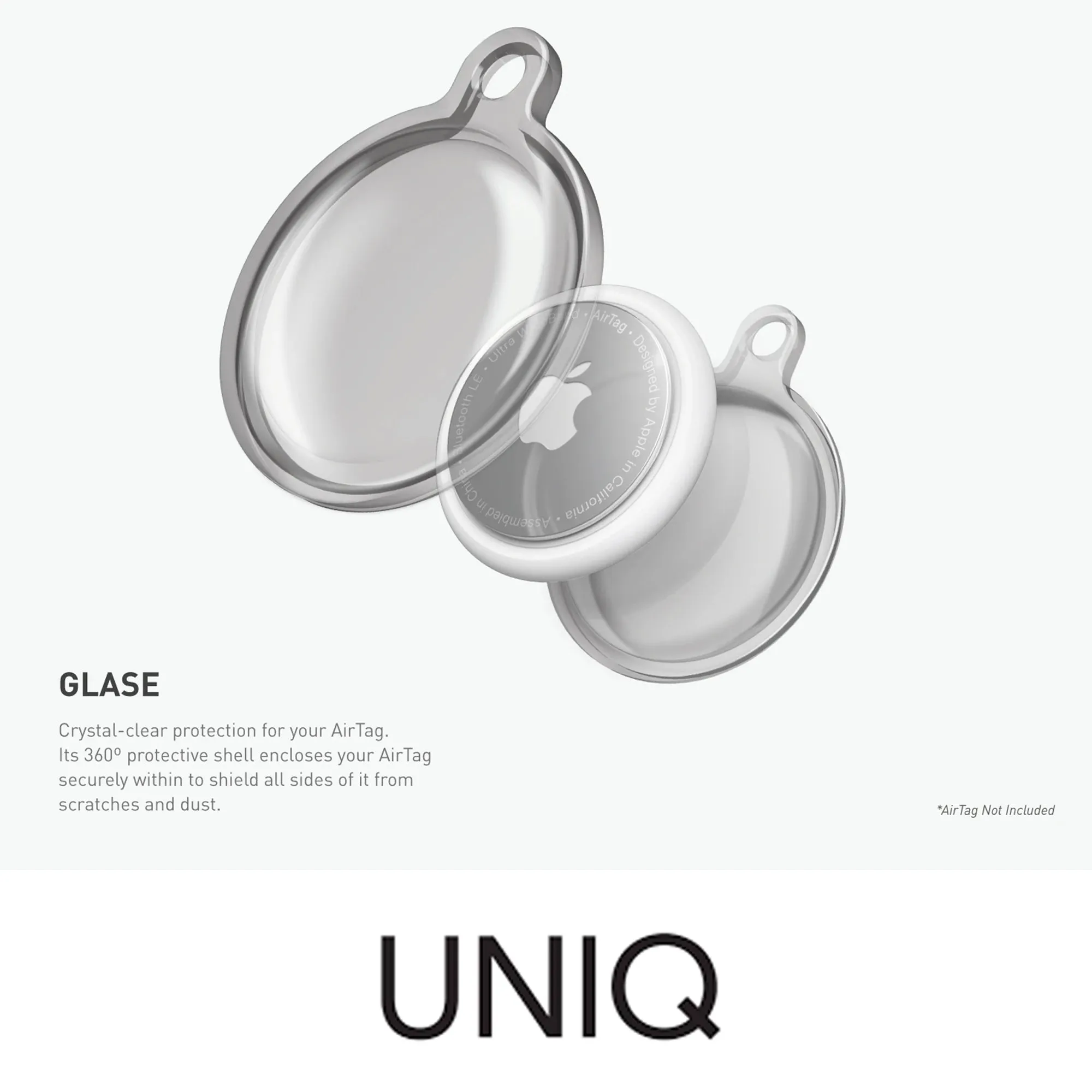 [RACKV2_CLEARANCE] UNIQ Glase Case for AirTag - Clear Protective Case in True Clarity - Smoke (Barcode: 8886463677452 )