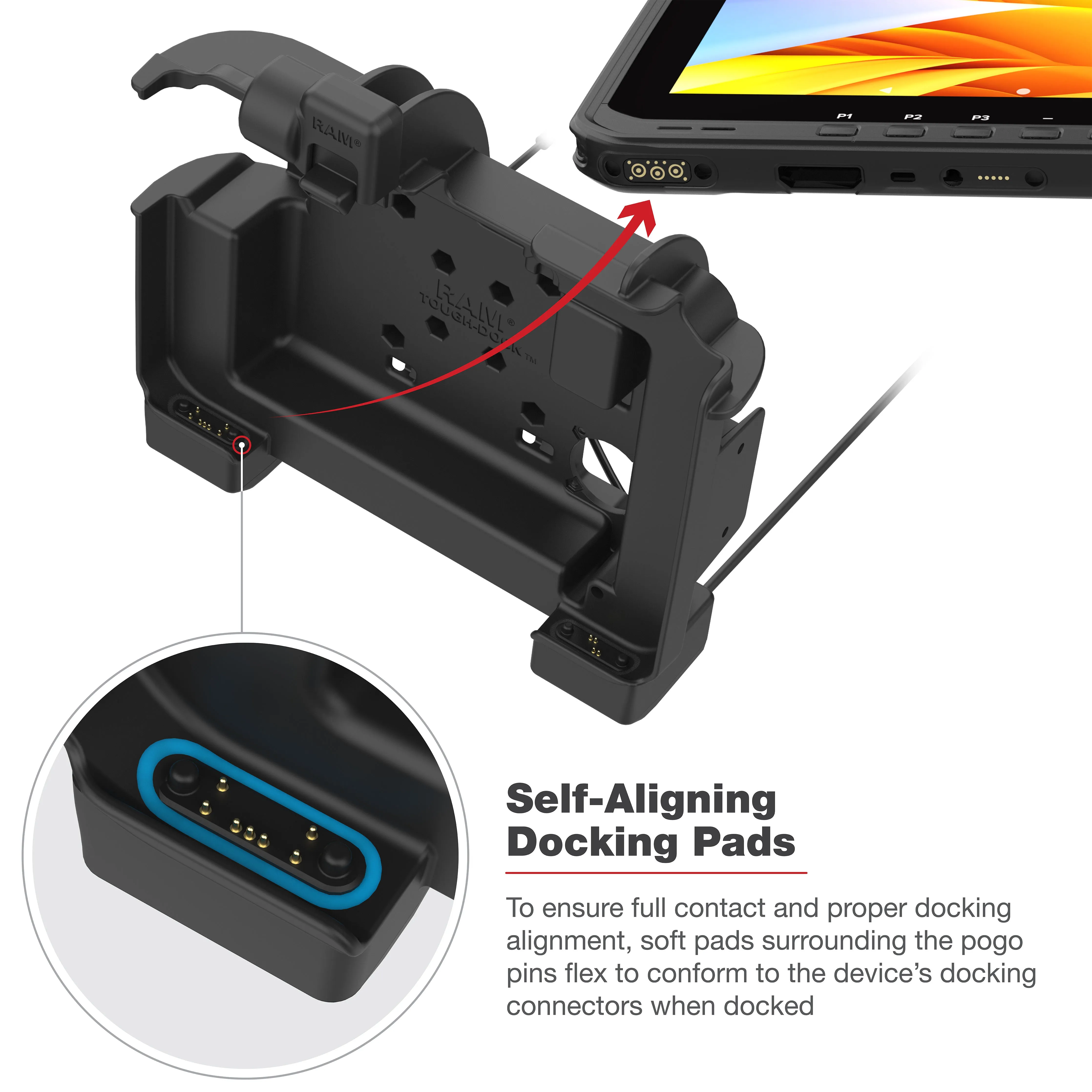 RAM® Power   Dual USB Locking Dock for Zebra ET6x