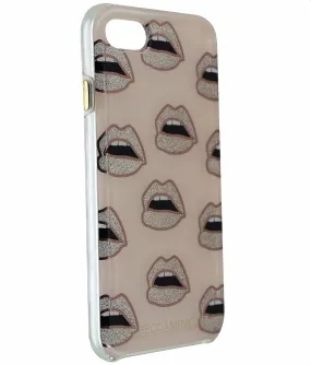 Rebecca Minkoff Designer Double Layer iPhone 7 Case Cover - Glitter Lips