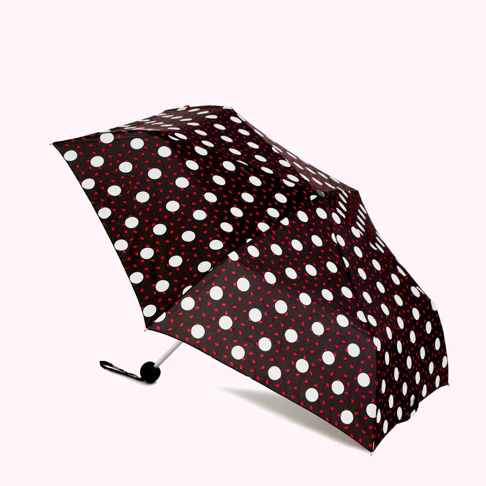 RED AND BLACK POLKA DOT LIPS UMBRELLA