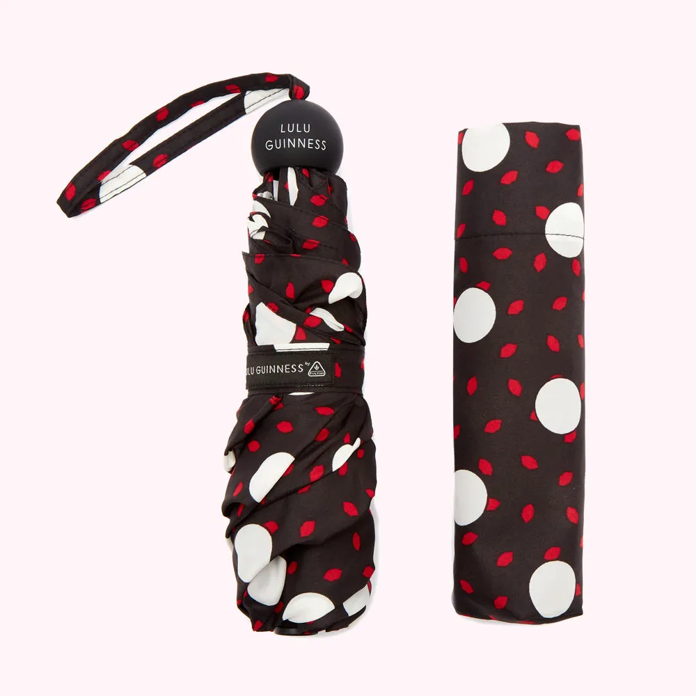 RED AND BLACK POLKA DOT LIPS UMBRELLA