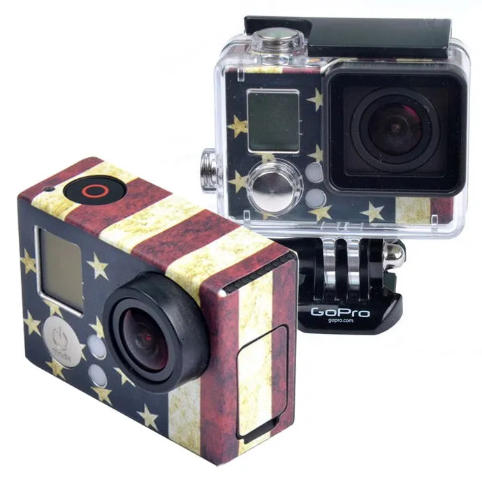 Retro US Flag Pattern Case Sticker for GoPro HERO3  /3