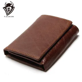 RFID Wallet Antitheft Scanning Leather Wallet Hasp Leisure Men's Slim Leather Mini Wallet Case Credit Card Trifold Purse