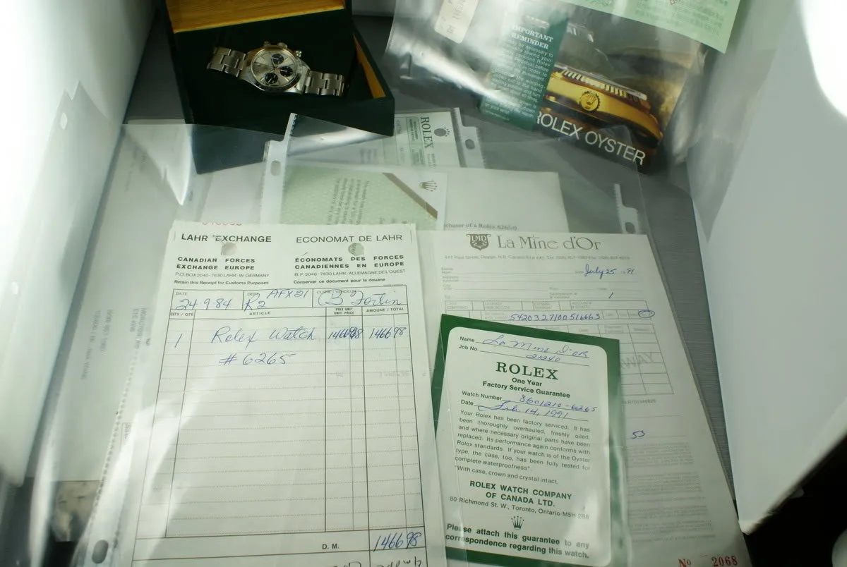 Rolex Daytona 6265 with Box and LOTS of papers