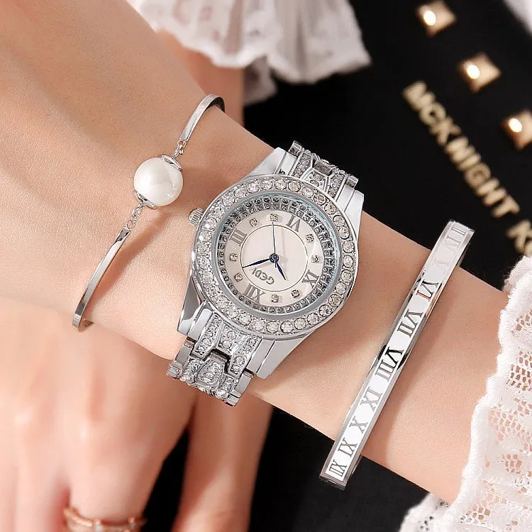 Roman Numeral Scale 3 Pcs Set Women's Watch