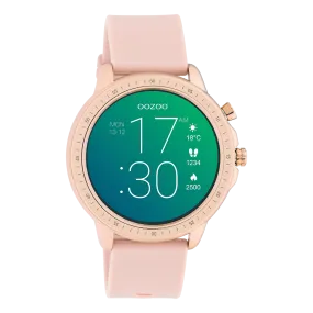 Rose gold coloured OOZOO smartwatch with pink grey rubber strap - Q00324