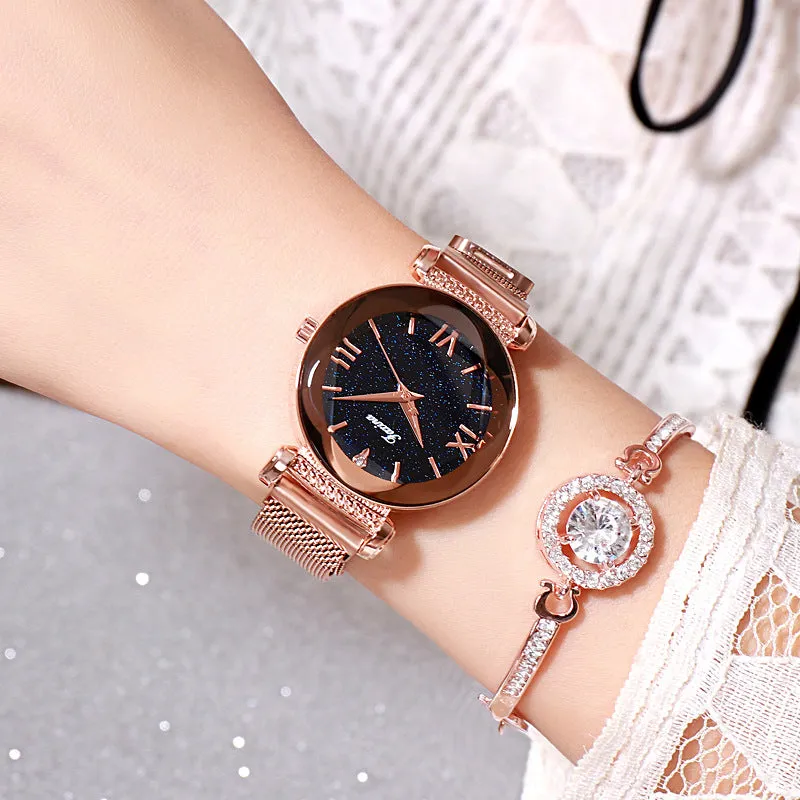 Round Dial Irregular Mirror Women's Watch