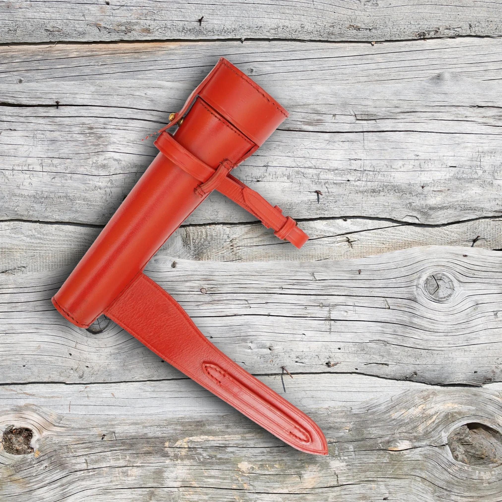 Saddle-Mounted for Red Leather Hunting Flask Case