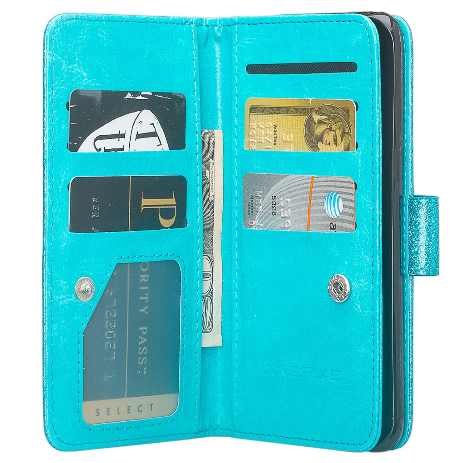 Samsung Galaxy J3 Emerge | J3 (2017) | J3 Prime | Samsung SM-J327P Case, [Wrist Strap] Glitter Faux Leather Flip [Kickstand Feature] Protective Wallet Case Clutch - Teal