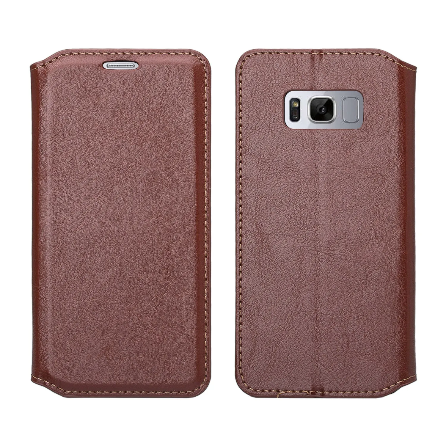 Samsung Galaxy S8 Case, SM-G950 Wallet Case, Pu Leather Wallet Case [Kickstand] with ID & Credit Card Slots - Brown