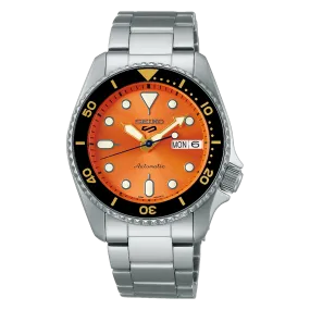 Seiko 5 Sports SRPK35 Automatic 10 ATM Water Resistant 38mm Vibrant orange sunray dial Men's Watch