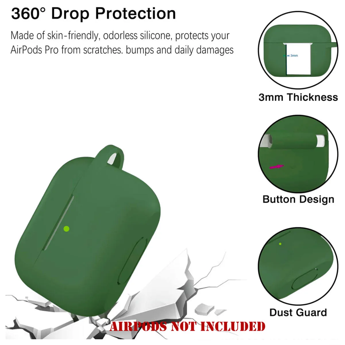 Silicone Case Cover for Airpods Pro (Army Green)