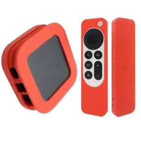 Silicone Case for 2022 Apple TV 4K Wi-Fi TV Box Remote Cover- Red