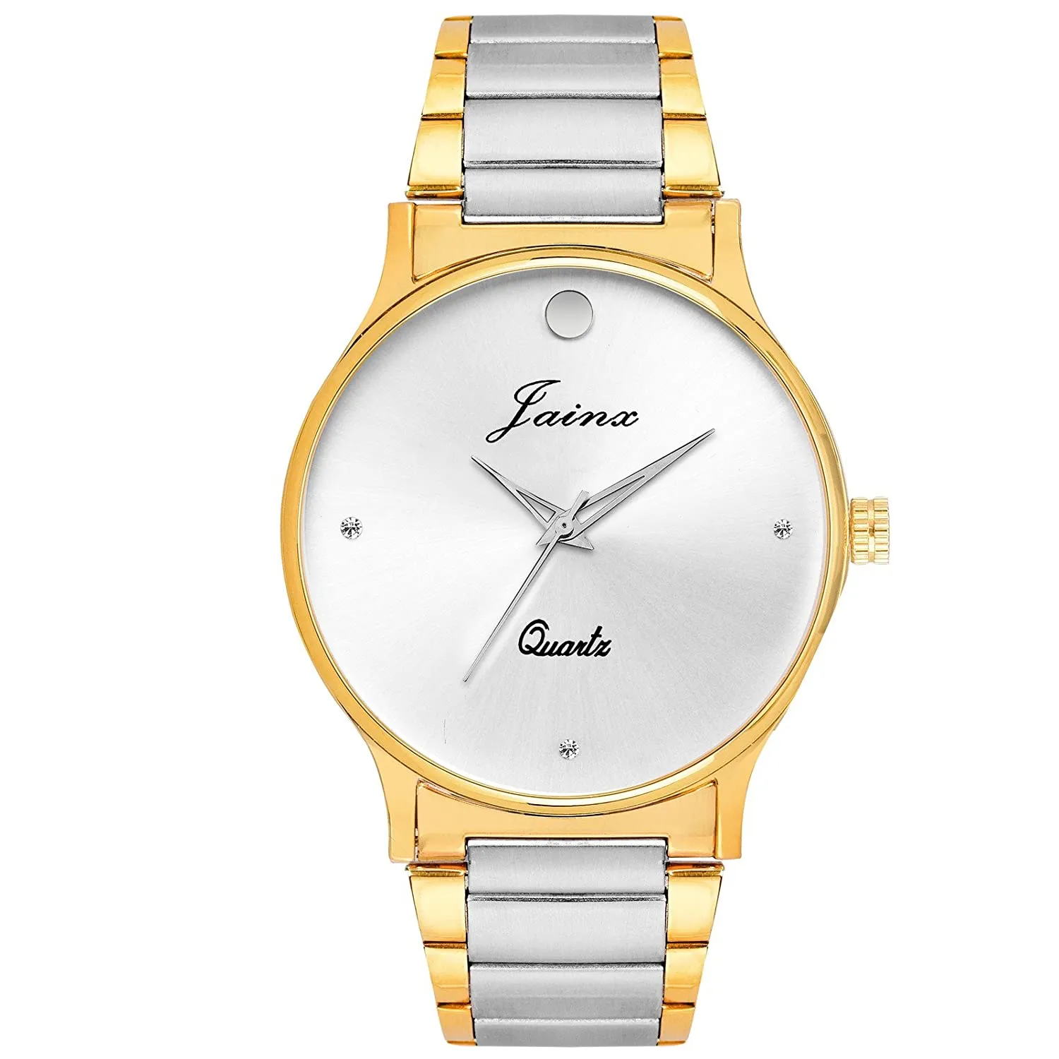 Silver Dial Golden Premium Analog Watch - For Men JM1104