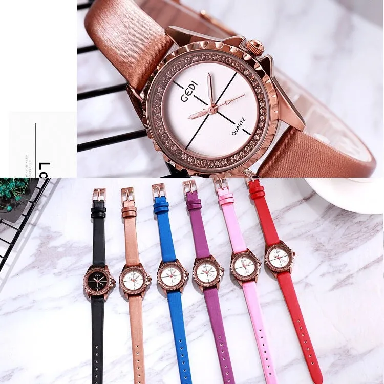 Simple Dial Diamond Frame Women's Watch