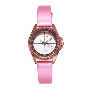 Simple Dial Diamond Frame Women's Watch