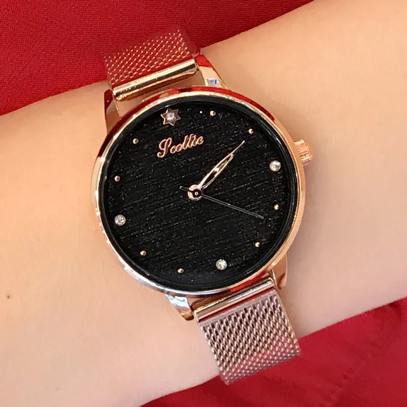 Simple Round Dial Mesh Strap Women's Watch