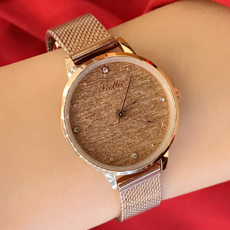 Simple Round Dial Mesh Strap Women's Watch