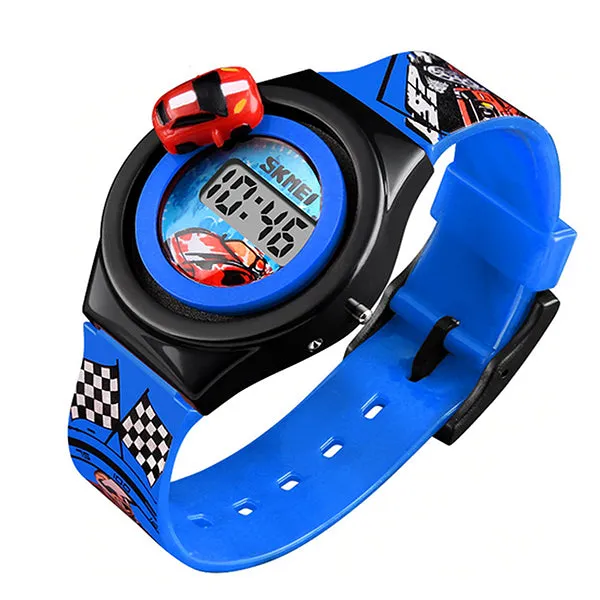 SKMEI Boys Digital Watch with Rotatable Car, 4 to 8 year olds