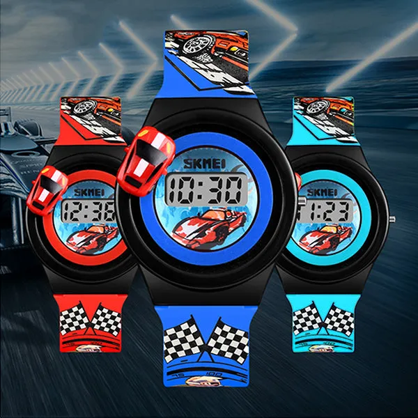 SKMEI Boys Digital Watch with Rotatable Car, 4 to 8 year olds