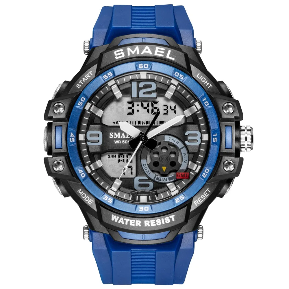 SMAEL Mens Watches Waterproof Sport Watch Light Digital Watch Military Clock Alarm 1350B Relogio Masculino Quartz Watches Sports