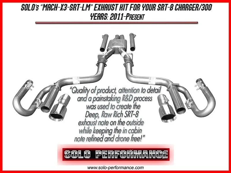 Solo Performance Exhaust Dodge Charger V8 SRT-8 (11-14) Mach X3 Catback - 991113SL