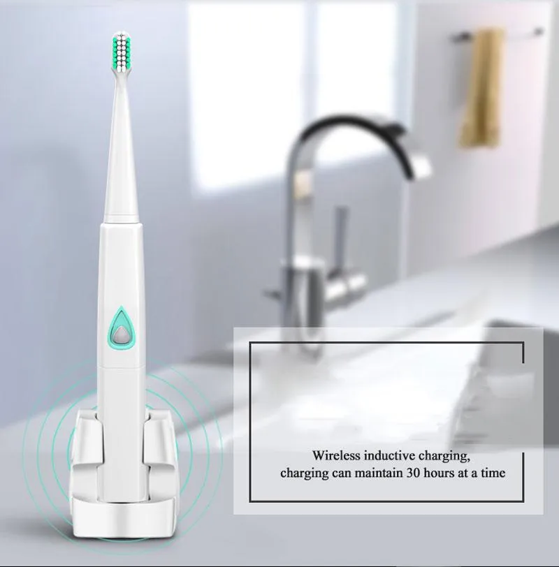 Sonic Electric Toothbrush Adult Oral Hygiene Wireless Rechargeable Ultrasonic Tooth Brush With 3 Replacement Brush Heads