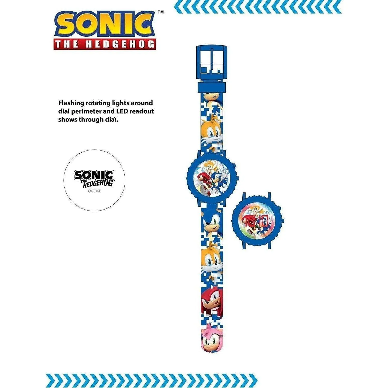 Sonic the Hedgehog Kid's Quartz Watch with Plastic Strap, Blue, (Model: SNC4028)