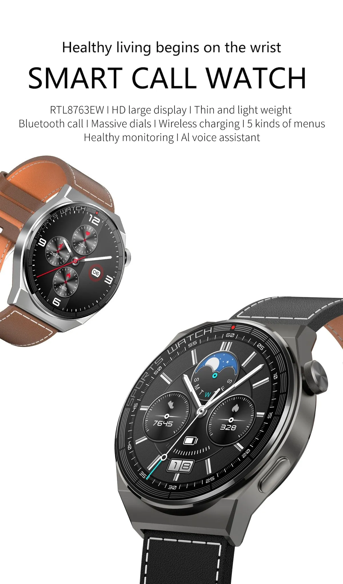 ST62 Dagnet Smartwatch 1.36-Inch Full Touch Screen HD