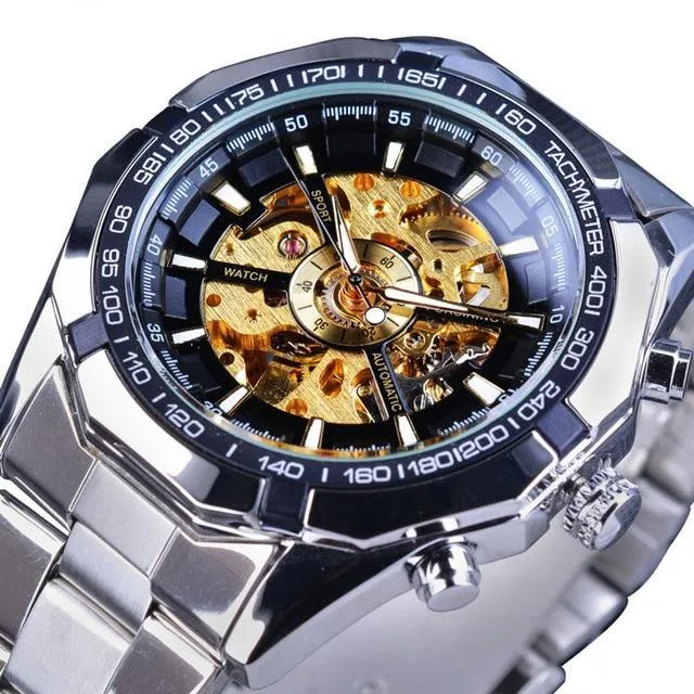 Stainless Steel Waterproof Mens Skeleton Watches