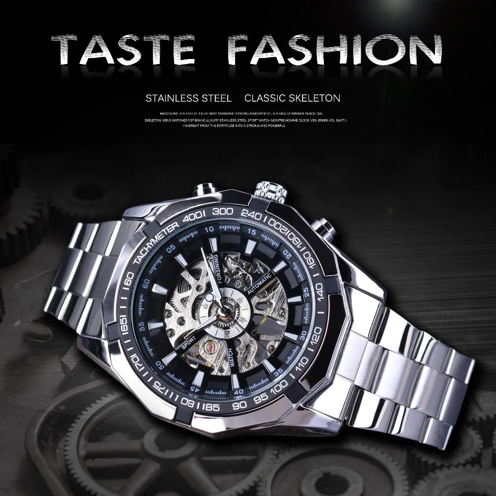 Stainless Steel Waterproof Mens Skeleton Watches