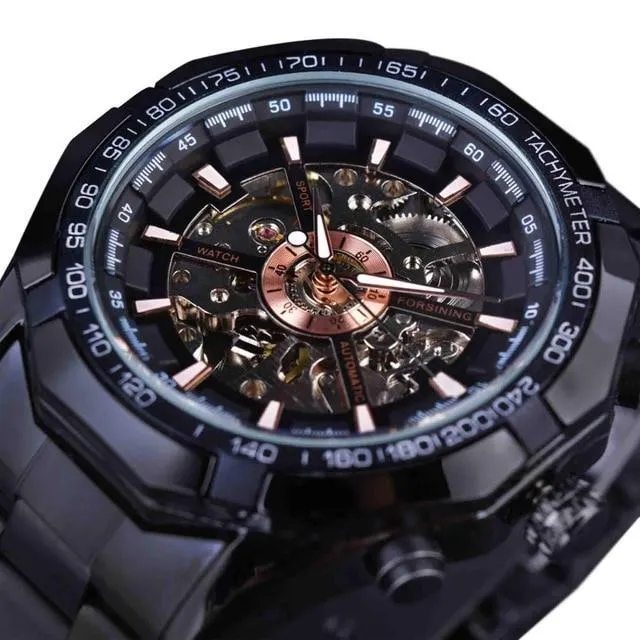 Stainless Steel Waterproof Mens Skeleton Watches