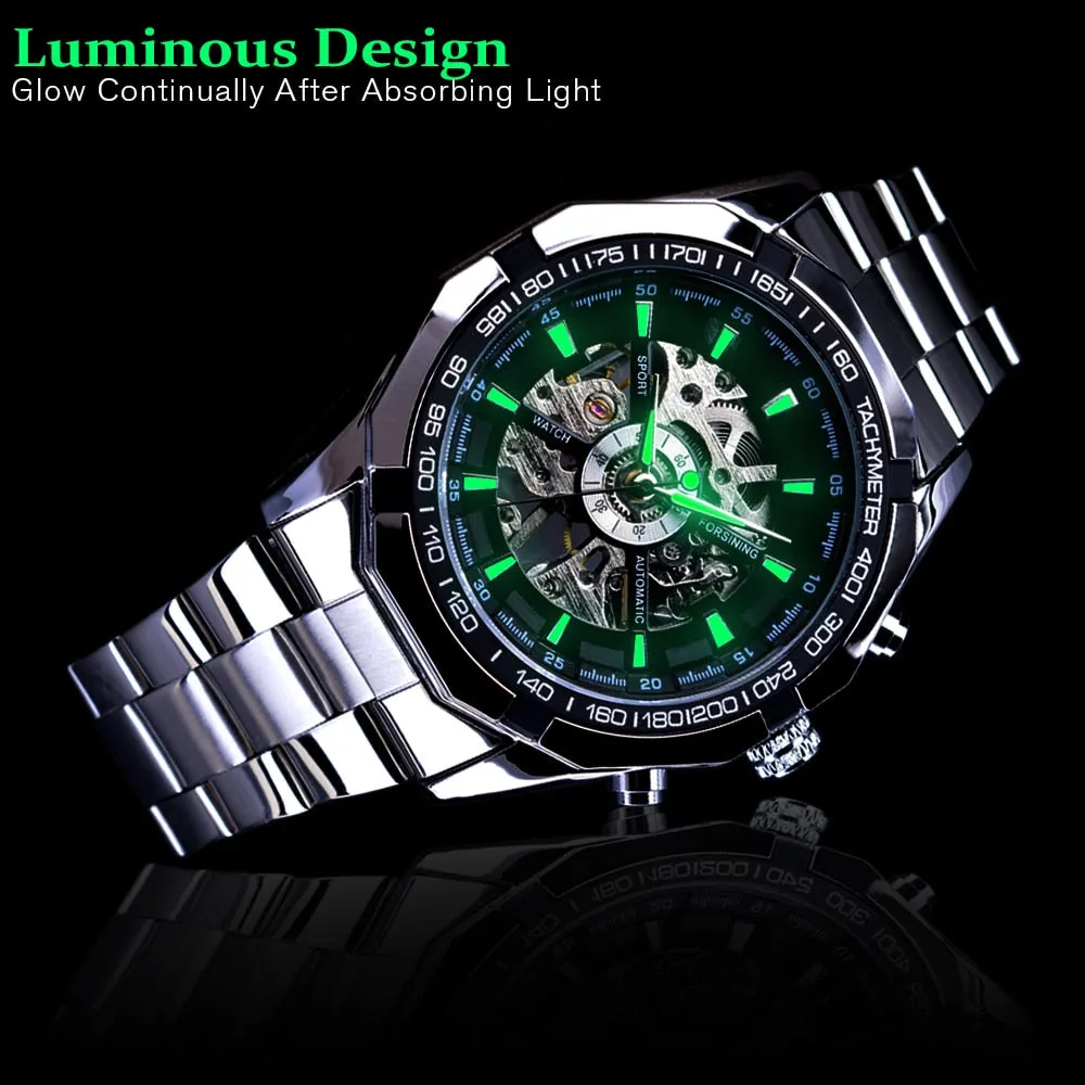 Stainless Steel Waterproof Mens Skeleton Watches