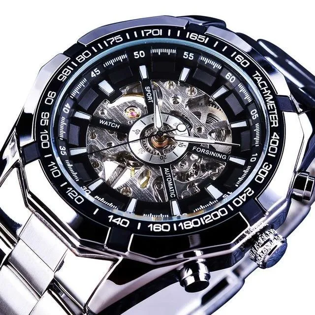 Stainless Steel Waterproof Mens Skeleton Watches