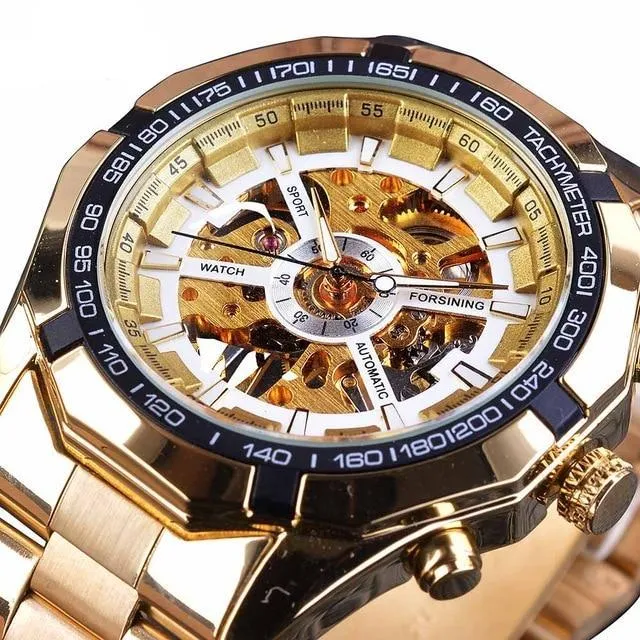 Stainless Steel Waterproof Mens Skeleton Watches