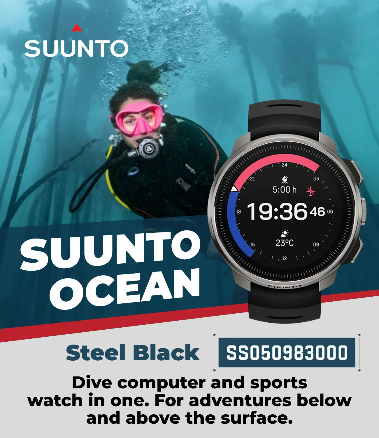 SUUNTO Ocean Dive Computer & GPS Sports Watch | 1.43'' AMOLED | Dualband GNSS