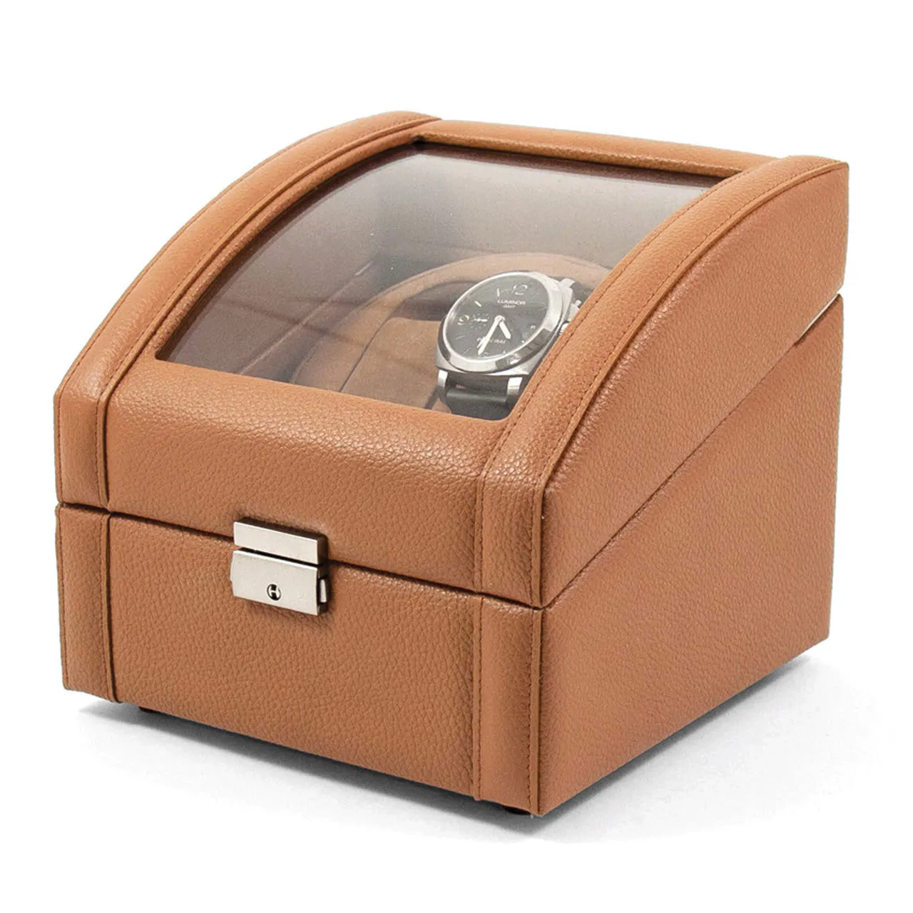 Tan Leather Glass Top Dual Watch Winder GM8739