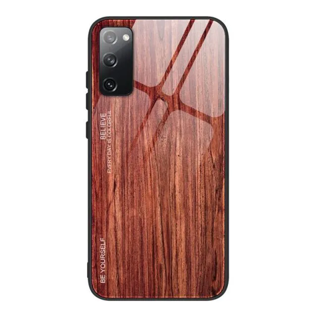 Tempered Glass Wood Grain Protective Cover For Samsung